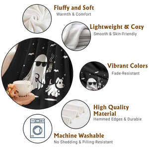 Halloween Ghost Dog Throw Blanket Retro Spooky Season Boo Sheet TS10 Print Your Wear