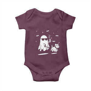Halloween Ghost Dog Baby Onesie Retro Spooky Season Boo Sheet TS10 Maroon Print Your Wear