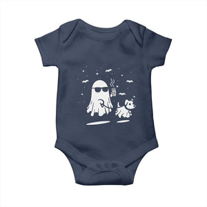 Halloween Ghost Dog Baby Onesie Retro Spooky Season Boo Sheet TS10 Navy Print Your Wear
