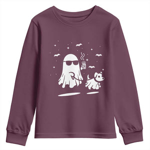 Halloween Ghost Dog Youth Sweatshirt Retro Spooky Season Boo Sheet TS10 Maroon Print Your Wear
