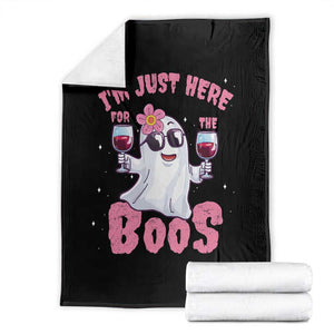 Halloween Women Ghost Cute Funny Throw Blanket I'm Just Here For The Boos TS10 Black Print Your Wear