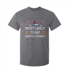 Family Matching Christmas T Shirt For Kid Most Likely To Eat Santas Cookies TS10 Charcoal Print Your Wear