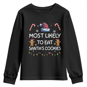 Family Matching Christmas Youth Sweatshirt Most Likely To Eat Santas Cookies TS10 Black Print Your Wear