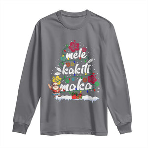 Hawaiian Christmas Tree Long Sleeve Shirt Mele Kalikimaka Beach Family Vacation Xmas Hawaii Santa TS10 Charcoal Print Your Wear