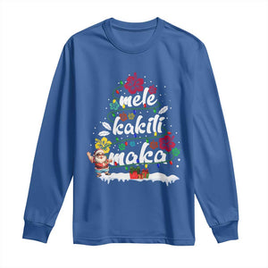 Hawaiian Christmas Tree Long Sleeve Shirt Mele Kalikimaka Beach Family Vacation Xmas Hawaii Santa TS10 Royal Blue Print Your Wear