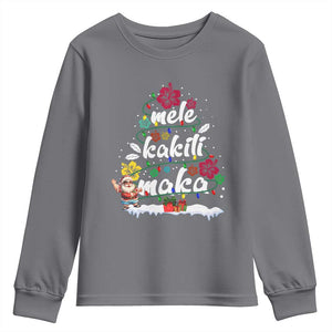 Hawaiian Christmas Tree Youth Sweatshirt Mele Kalikimaka Beach Family Vacation Xmas Hawaii Santa TS10 Charcoal Print Your Wear