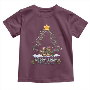 Merry Army Christmas Baby Shirt Military Family Veteran Xmas Gift Camo Boots TS10 Maroon Print Your Wear