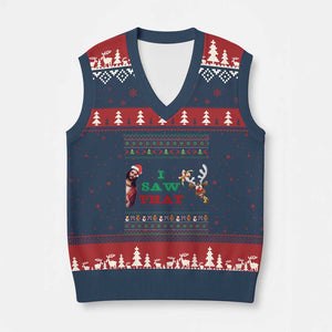 Jesus I Saw That Meme V-Neck Knit Sweater Vest Funny Ugly Xmas Religious Christian TS10 Navy Red Print Your Wear