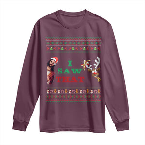 Jesus I Saw That Meme Long Sleeve Shirt Funny Ugly Christmas Religious Christian TS10 Maroon Print Your Wear