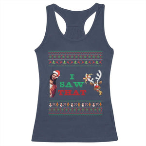 Jesus I Saw That Meme Racerback Tank Top Funny Ugly Christmas Religious Christian TS10 Navy Print Your Wear