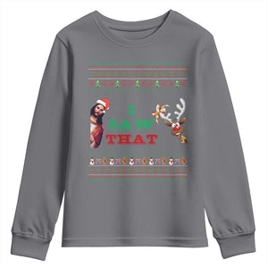 Jesus I Saw That Meme Youth Sweatshirt Funny Ugly Christmas Religious Christian TS10 Charcoal Print Your Wear
