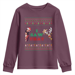 Jesus I Saw That Meme Youth Sweatshirt Funny Ugly Christmas Religious Christian TS10 Maroon Print Your Wear