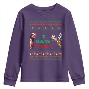 Jesus I Saw That Meme Youth Sweatshirt Funny Ugly Christmas Religious Christian TS10 Purple Print Your Wear