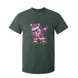 Dabbing Santa T Shirt For Kid Xmas Lights Pink Christmas Gifts TS10 Dark Forest Green Print Your Wear