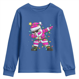 Dabbing Santa Youth Sweatshirt Xmas Lights Pink Christmas Gifts TS10 Royal Blue Print Your Wear