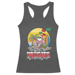 Mele Kalikimaka Hawaiian Christmas In July Hawaii Santa Racerback Tank Top Xmas Family Beach Vacation TS10 Dark Heather Print Your Wear