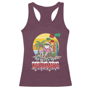 Mele Kalikimaka Hawaiian Christmas In July Hawaii Santa Racerback Tank Top Xmas Family Beach Vacation TS10 Maroon Print Your Wear