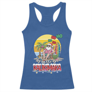 Mele Kalikimaka Hawaiian Christmas In July Hawaii Santa Racerback Tank Top Xmas Family Beach Vacation TS10 Royal Blue Print Your Wear
