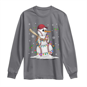 Christmas Baseball Player Long Sleeve Shirt Snowman Balls Xmas Gifts Santa Sports Men Boys TS10 Charcoal Print Your Wear