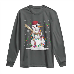 Christmas Baseball Player Long Sleeve Shirt Snowman Balls Xmas Gifts Santa Sports Men Boys TS10 Dark Heather Print Your Wear