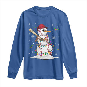 Christmas Baseball Player Long Sleeve Shirt Snowman Balls Xmas Gifts Santa Sports Men Boys TS10 Royal Blue Print Your Wear