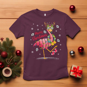 Christmas Flamingo T Shirt Tropical Xmas Family Beach Vacation TS10 Maroon Print Your Wear