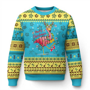 Christmas Flamingo Ugly Christmas Sweater Tropical Xmas Family Beach Vacation TS10 Hawaii Print Your Wear