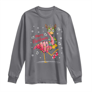 Christmas Flamingo Long Sleeve Shirt Tropical Xmas Family Beach Vacation TS10 Charcoal Print Your Wear