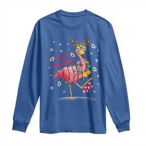 Christmas Flamingo Long Sleeve Shirt Tropical Xmas Family Beach Vacation TS10 Royal Blue Print Your Wear