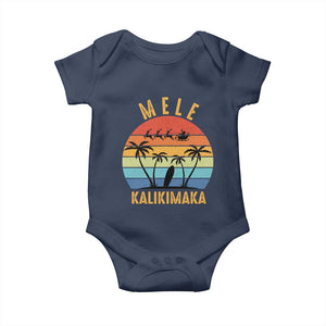 Mele Kalikimaka Hawaiian Christmas Baby Onesie Retro Hawaii Island Palm Beach Surfboard Surf Xmas Family TS10 Navy Print Your Wear