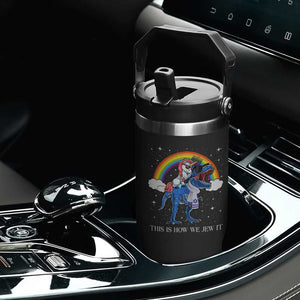 Funny Hanukkah Flip Straw Tumbler Jewnicorn This Is How We Jew It TS10 Print Your Wear