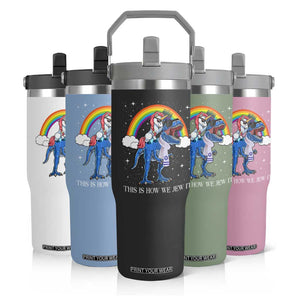 Funny Hanukkah Flip Straw Tumbler Jewnicorn This Is How We Jew It TS10 Print Your Wear