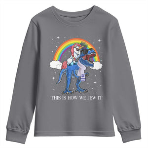 Funny Hanukkah Youth Sweatshirt Jewnicorn This Is How We Jew It TS10 Charcoal Print Your Wear