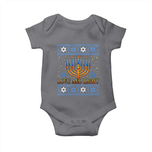 Ugly Hanukkah Baby Onesie Love and Light Jew Menorah Jewish Chanukah TS10 Charcoal Print Your Wear
