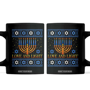 Ugly Hanukkah Coffee Mug Love and Light Jew Menorah Jewish Chanukah TS10 Black Print Your Wear