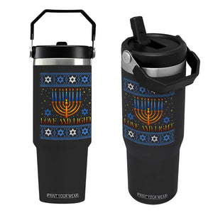 Ugly Hanukkah Flip Straw Tumbler Love and Light Jew Menorah Jewish Chanukah TS10 One Size: 30 oz Black Print Your Wear