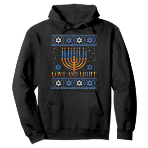 Ugly Hanukkah Hoodie Love and Light Jew Menorah Jewish Chanukah TS10 Black Print Your Wear