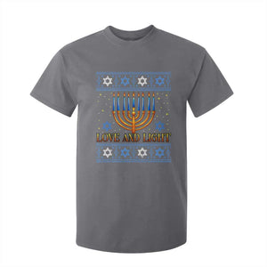 Ugly Hanukkah T Shirt For Kid Love and Light Jew Menorah Jewish Chanukah TS10 Charcoal Print Your Wear