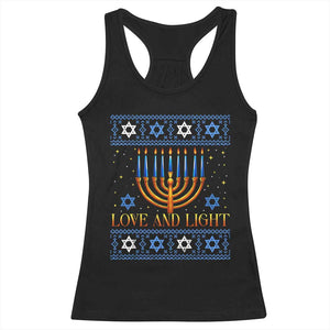 Ugly Hanukkah Racerback Tank Top Love and Light Jew Menorah Jewish Chanukah TS10 Black Print Your Wear