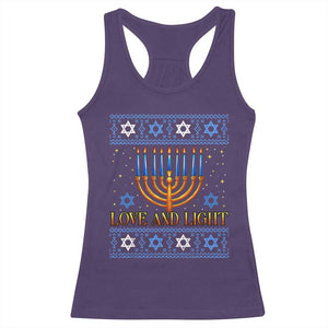 Ugly Hanukkah Racerback Tank Top Love and Light Jew Menorah Jewish Chanukah TS10 Purple Print Your Wear