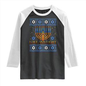 Ugly Hanukkah Raglan Shirt Love and Light Jew Menorah Jewish Chanukah TS10 Black White Print Your Wear