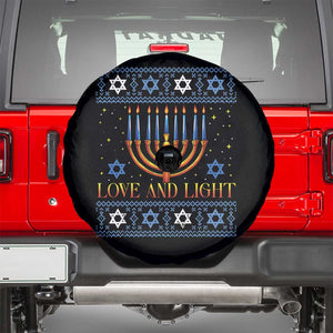 Ugly Hanukkah Spare Tire Cover Love and Light Jew Menorah Jewish Chanukah TS10 Black Print Your Wear