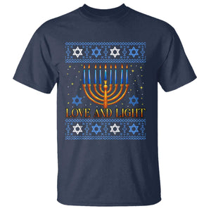 Ugly Hanukkah T Shirt Love and Light Jew Menorah Jewish Chanukah TS10 Navy Print Your Wear