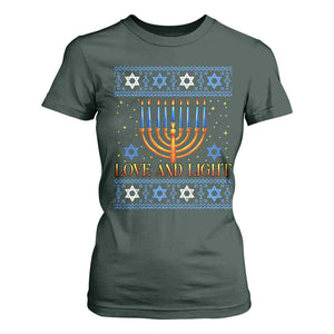 Ugly Hanukkah T Shirt For Women Love and Light Jew Menorah Jewish Chanukah TS10 Dark Forest Green Print Your Wear