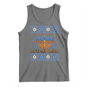 Ugly Hanukkah Tank Top Love and Light Jew Menorah Jewish Chanukah TS10 Black Heather Print Your Wear