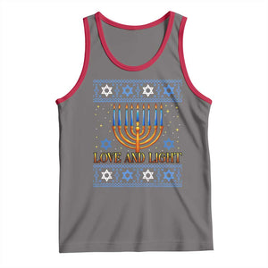 Ugly Hanukkah Tank Top Love and Light Jew Menorah Jewish Chanukah TS10 Deep Heather Red Print Your Wear