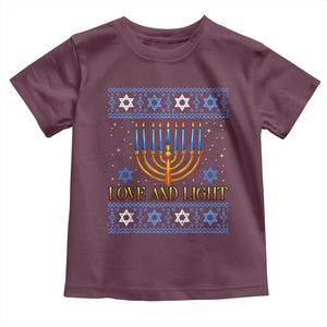 Ugly Hanukkah Toddler T Shirt Love and Light Jew Menorah Jewish Chanukah TS10 Maroon Print Your Wear