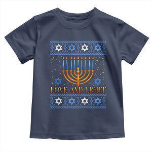 Ugly Hanukkah Toddler T Shirt Love and Light Jew Menorah Jewish Chanukah TS10 Navy Print Your Wear