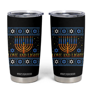 Ugly Hanukkah Tumbler Cup Love and Light Jew Menorah Jewish Chanukah TS10 Black Print Your Wear