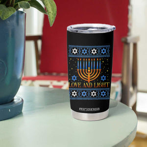 Ugly Hanukkah Tumbler Cup Love and Light Jew Menorah Jewish Chanukah TS10 Print Your Wear
